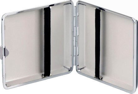Flat Metal Frame Cigarette Case: Black Leatherette 